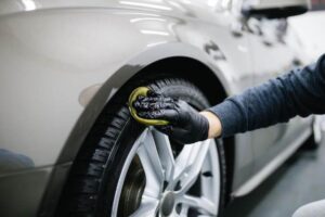 Tire dressing prevents tire blooming.